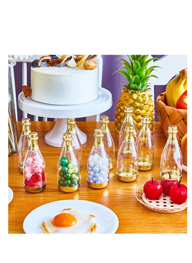 SYOSI - 18 Pieces Champagne Bottle Container Candy Bottle DIY Favor Mini Baby Shower Favors Candy Jars Wedding Favors Plastic Small Champagne Bottles for Wedding Bridal Shower Birthday, Clear and Gold - Image 1