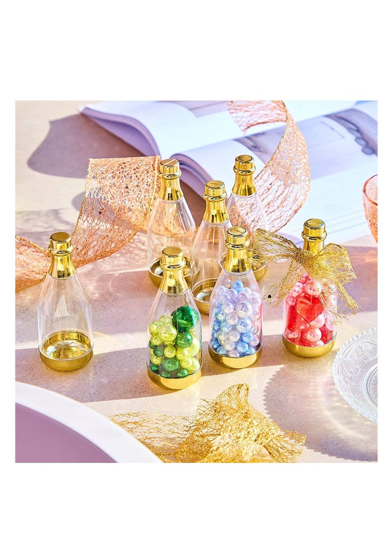 SYOSI - 18 Pieces Champagne Bottle Container Candy Bottle DIY Favor Mini Baby Shower Favors Candy Jars Wedding Favors Plastic Small Champagne Bottles for Wedding Bridal Shower Birthday, Clear and Gold - Image 1