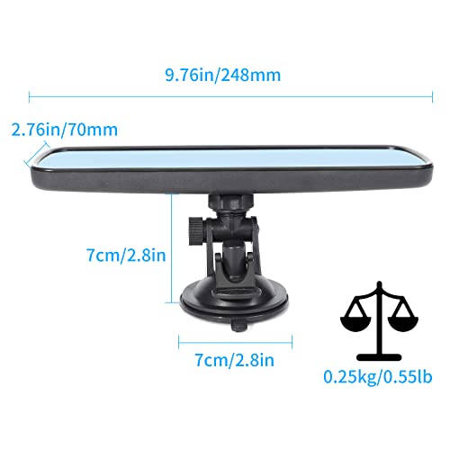 Wontolf Universal Rear View Mirror with Suction Cup - Anti-Glare Interior Mirror for Car, Truck, SUV & Boats - 9.76" (248mm) - Image 4