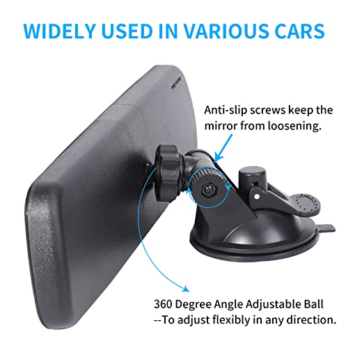 Wontolf Universal Rear View Mirror with Suction Cup - Anti-Glare Interior Mirror for Car, Truck, SUV & Boats - 9.76" (248mm) - Image 3