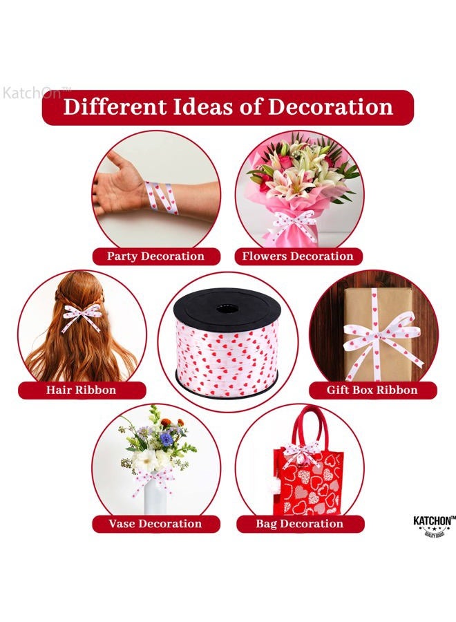 Katchon, Red Heart Ribbon For Crafts - 100 Yards | Curling Happy Anniversary Decorations Wedding Shower Engagement Party Bridal - Image 3