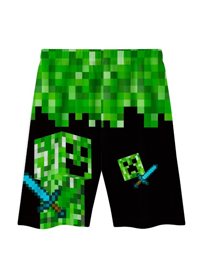 ماين كرافت بكسل نمط لطيف صبي الأطفال قصيرة الأكمام السراويل قطعتين دعوى - Image 3