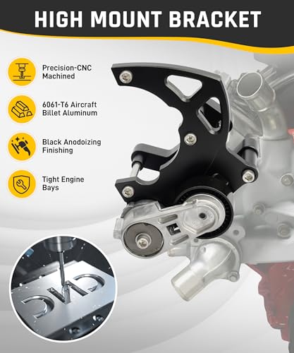 Wyckoff LS Swap R4 AC Compressor Bracket Kit, High Mount A/C Brackets Compatible with Chevy GMC SUV Truck Vortec Engines LSX LS2 LS3 LS6 LQ LQ4 LQ9 Includes Tensioner, Idler Pulley, Serpentine Belt - Image 3