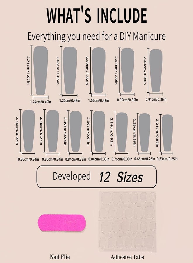 Jremg Pink Press On Nails - Long Square Coffin Fake Nails, Pink White Ombre, Full Cover Acrylic, Glossy Gradient False Nails with Design Rhinestone, Stick On Nails for Women Girls Manicure, 24Pcs - Image 5
