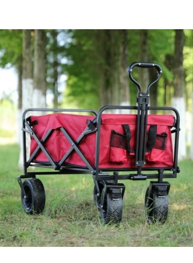 Generic Collapsible Utility Wagon Cart Outdoor Garden Shopping Camping Cart Red  - Image 1