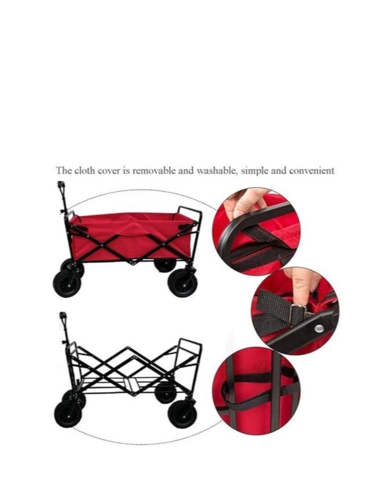 Generic Collapsible Utility Wagon Cart Outdoor Garden Shopping Camping Cart Red  - Image 3