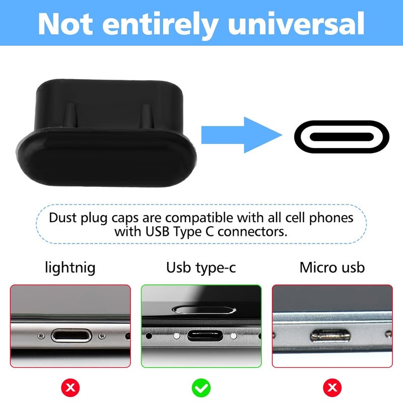 Andibro سدادات حماية من الغبار لمنفذ USB C من أنديبرو، 6 قطع أغطية غبار سيليكون لمنفذ Type-C واقية من الغبار واقيات شحن سيليكون متوافقة مع أجهزة الكمبيوتر المحمول والهواتف الذكية (A) - Image 4