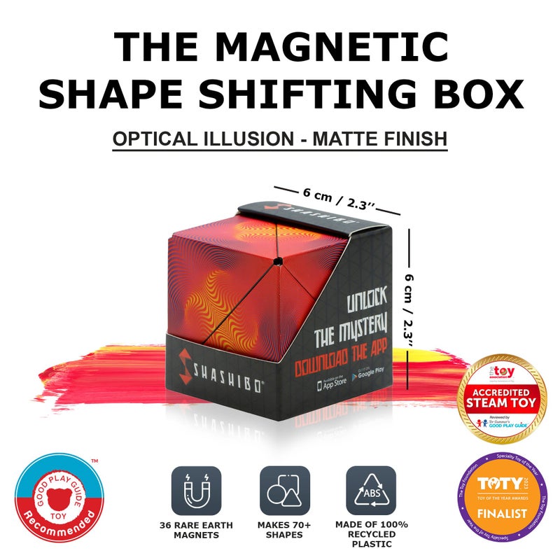 Shashibo Shape Shifting Box - Award-Winning Fidget Toy w/ 36 Rare Earth Magnets - Fidget Cube Transforms Into Over 100 Shapes, Sensory Toy Gift for Kids, Teens, and Adults (Optical Illusion) - Image 2