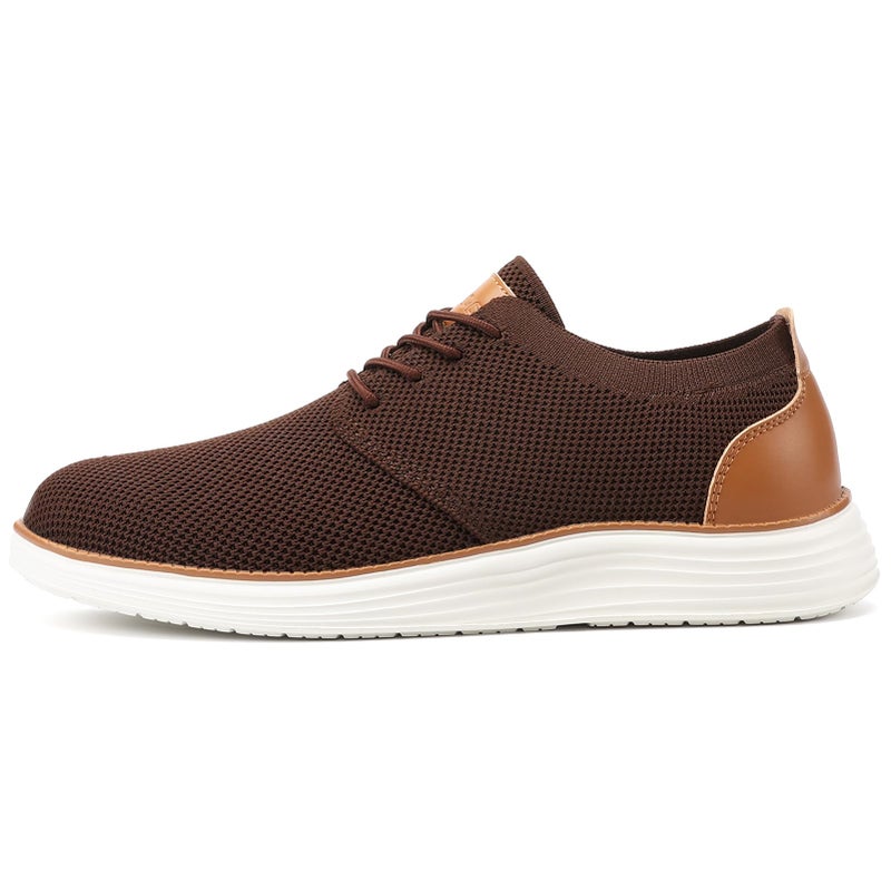 VILOCY Shoes for Mens Fashion Dress Sneakers Casual Walking Shoes Business Oxfords Comfortable Breathable Lightweight Tennis Brown,US9.5 EU42.5 - Image 5