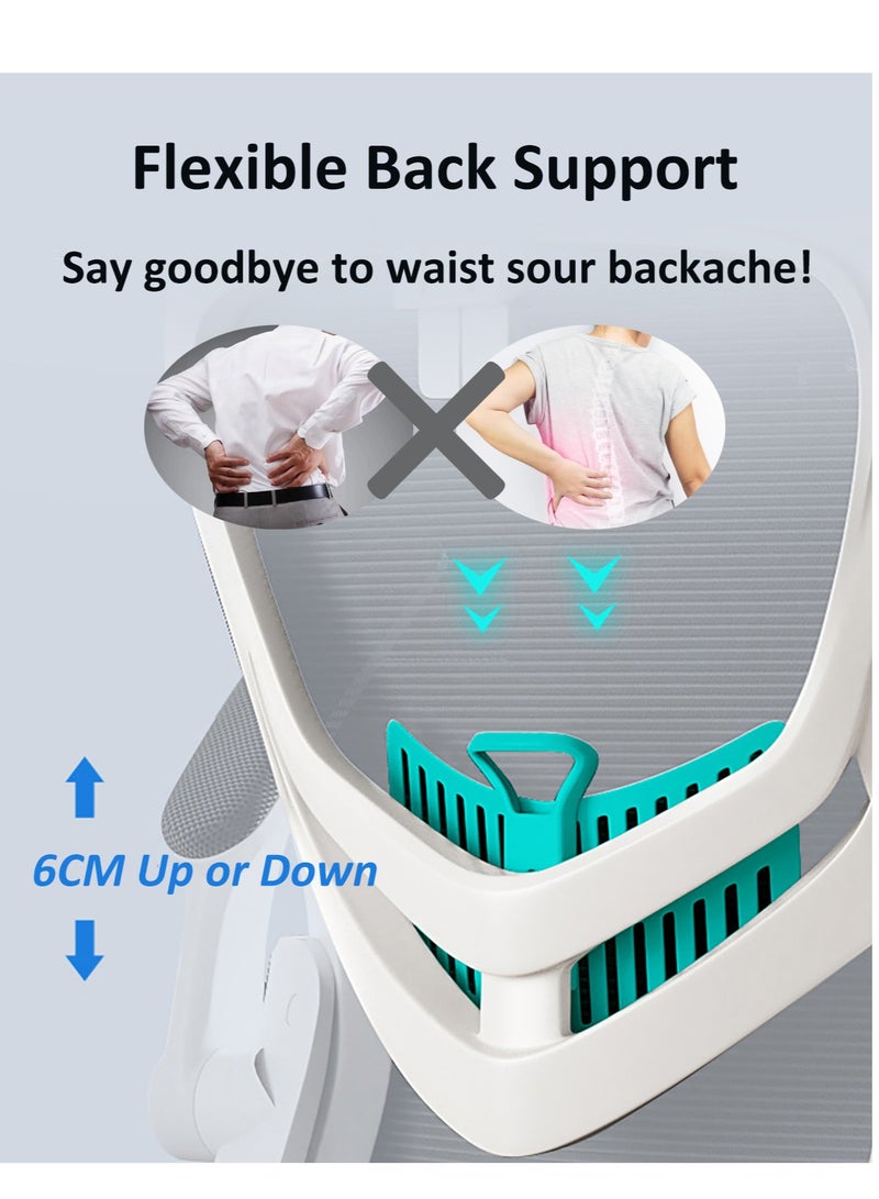 YY-ريشير كرسي مكتب مريح، مع دعم قطني قابل للتعديل ومسند رأس وكرسي تنفيذي قابل للإمالة بزاوية 35 درجة، كرسي ألعاب شبكي دوار مريح قابل للتهوية للمنزل والمكتب والدراسة - Image 4