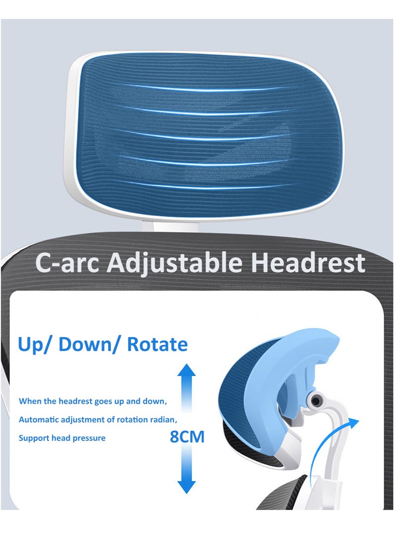 YY-ريشير كرسي مكتب مريح، مع دعم قطني قابل للتعديل ومسند رأس وكرسي تنفيذي قابل للإمالة بزاوية 35 درجة، كرسي ألعاب شبكي دوار مريح قابل للتهوية للمنزل والمكتب والدراسة - Image 5
