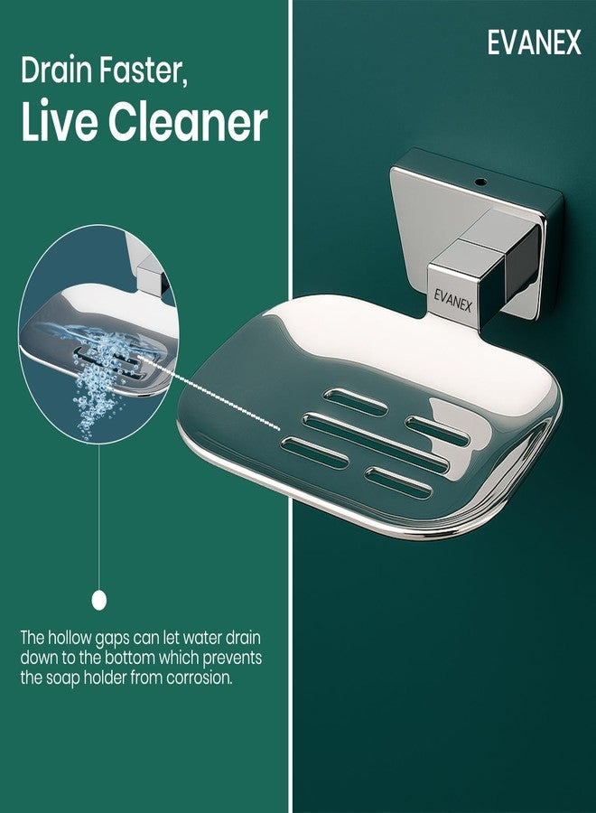 EVANEX Soap Dish for Bathroom | 304 Grade Stainless Steel Soap Dish Tray | Wall Mounted Soap Holder with Drainage Slots | Corrosion Free Modern Design (Aquarius) - Image 4