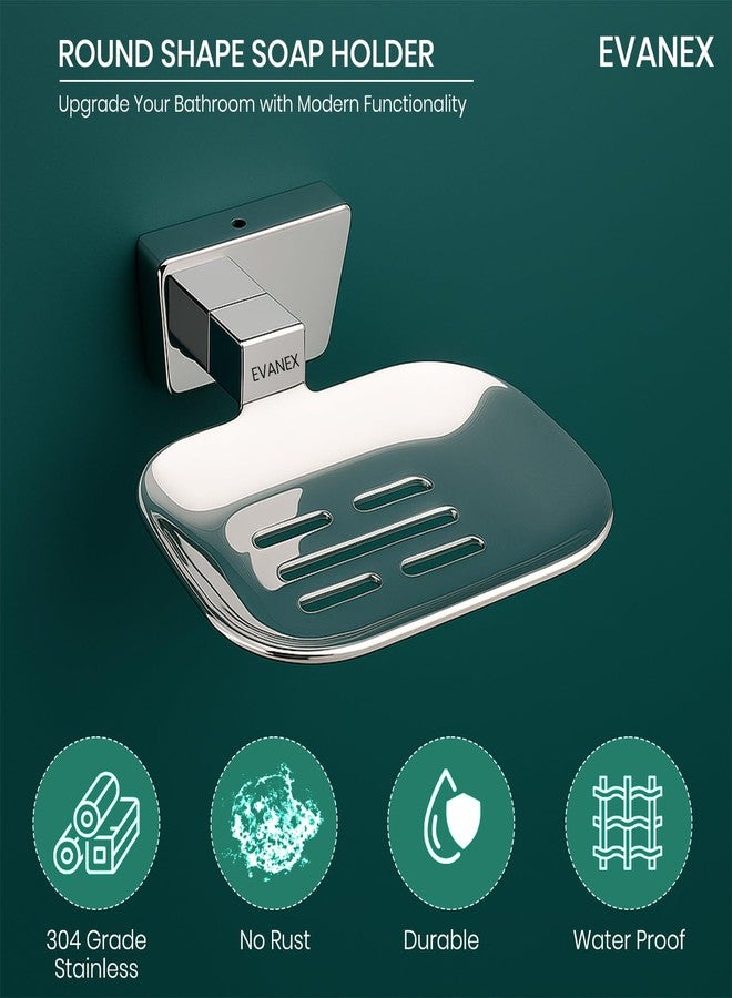 EVANEX Soap Dish for Bathroom | 304 Grade Stainless Steel Soap Dish Tray | Wall Mounted Soap Holder with Drainage Slots | Corrosion Free Modern Design (Aquarius) - Image 2