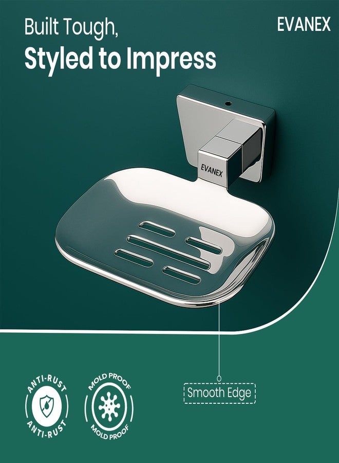 EVANEX Soap Dish for Bathroom | 304 Grade Stainless Steel Soap Dish Tray | Wall Mounted Soap Holder with Drainage Slots | Corrosion Free Modern Design (Aquarius) - Image 3