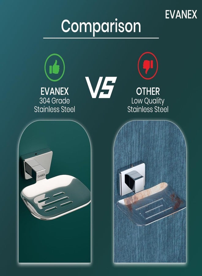 EVANEX Soap Dish for Bathroom | 304 Grade Stainless Steel Soap Dish Tray | Wall Mounted Soap Holder with Drainage Slots | Corrosion Free Modern Design (Aquarius) - Image 5