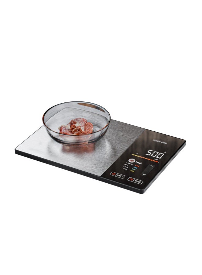 GREEN LION Smart Food Scale with Bluetooth V5.2, 5kg Capacity, 1g Accuracy, Advanced TFT Touch Display, 60 Preloaded Foods, Multi-Unit Support (g/ml/oz/fl'oz), In-App Control, Nutrition Tracking & Instant Tare Function – Black - Image 1