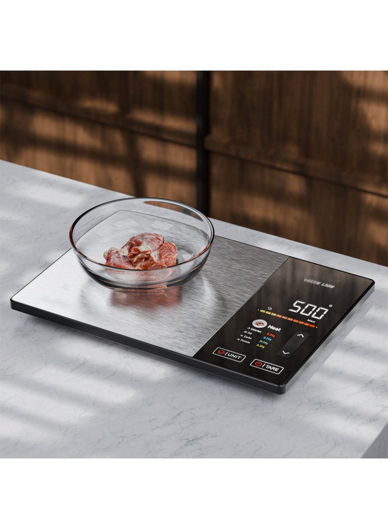 GREEN LION Smart Food Scale with Bluetooth V5.2, 5kg Capacity, 1g Accuracy, Advanced TFT Touch Display, 60 Preloaded Foods, Multi-Unit Support (g/ml/oz/fl'oz), In-App Control, Nutrition Tracking & Instant Tare Function – Black - Image 2