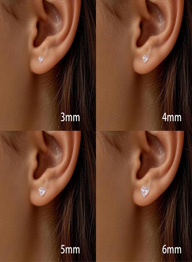 ALEXCRAFT Sterling Silver Stud Earrings for Women Girls Cubic Zirconia Halo Round Heart Square Diamond Large Silver Stud Set, Silver Sterling Silver, No Gemstone - Image 4