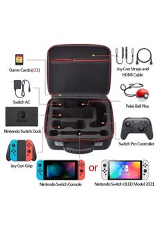 XiuWoo Hard Carrying Case Compatible with Nintendo Switch OLED Model (2021), Hard Travel Storage Protective Case with Handle and Shoulder Strap for Pro Controller  - Image 5