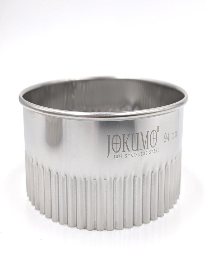 JOKUMO 11 Piece Graduated Sizes Fluted Edge Round Pastry/Cookie Cutter Set Heavy Duty 18/8 304 Stainless Steel - Metal Engrave Size -Tin Storage Box for Scones, Pastries, Baking, Desserts, Muffins, - Image 4