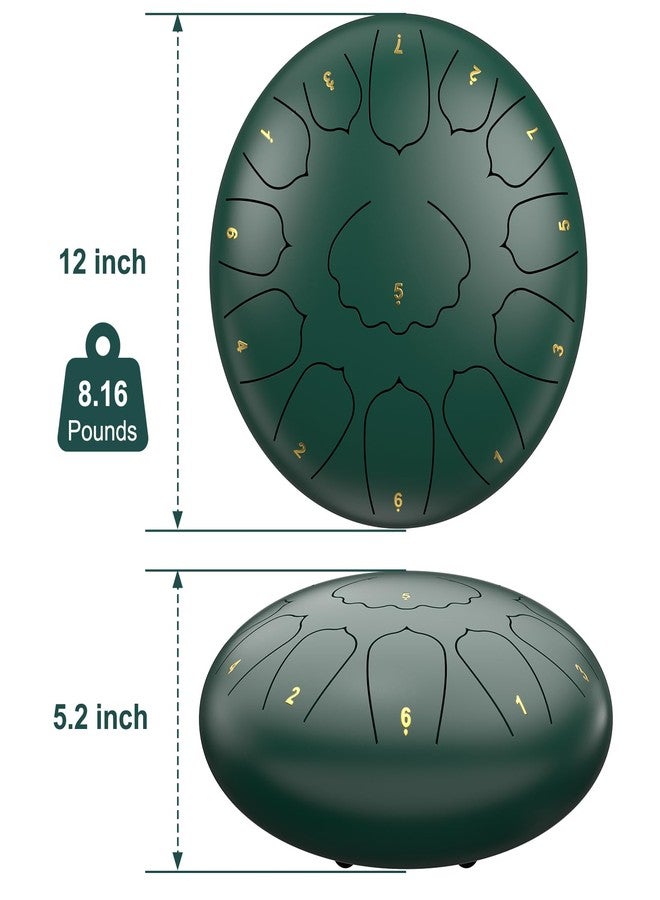 MENGBEI Steel Tongue Drum C Major - 12 Inch 13 Note Rain Drum for Outdoor, Garden Meditation, Sound Healing, Yoga - Handpan Drum with Mallets, Music Book, Finger Picks & Carry Bag - Image 3