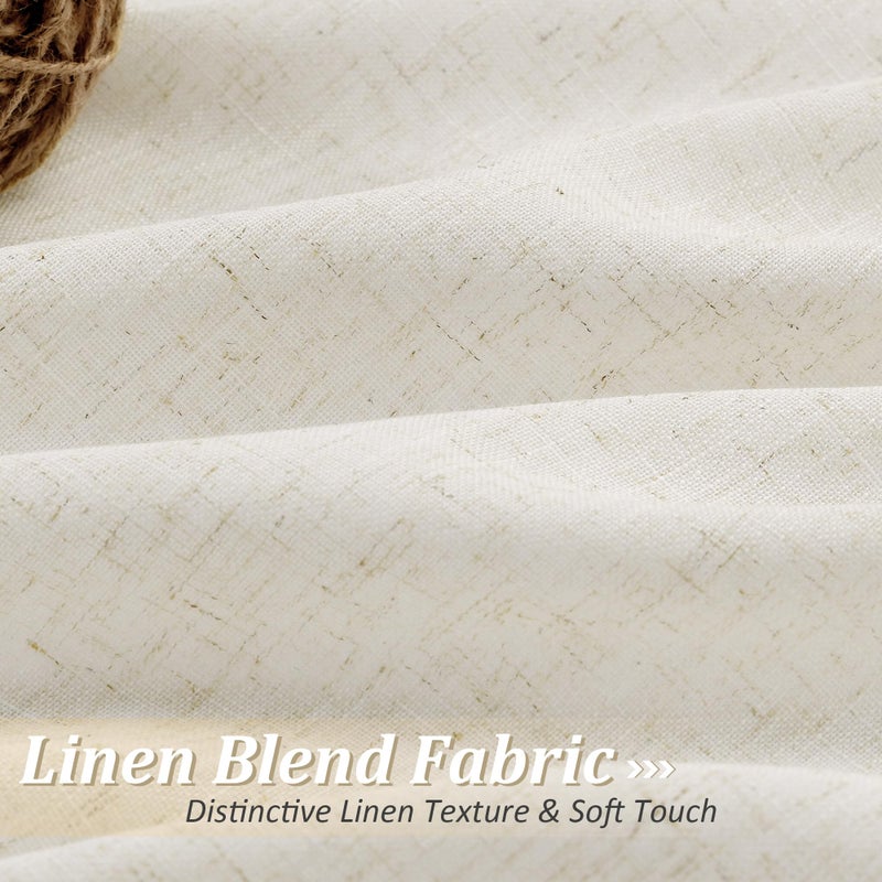 Guken Natural Cream Linen Curtains 84 inches Long for Living Room Bedroom 1 Panel Back Tab Privacy Semi Sheer Boho Farmhouse Light Filtering Window Curtain 84 Inch Length Ivory Off White Linen Drape - Image 3