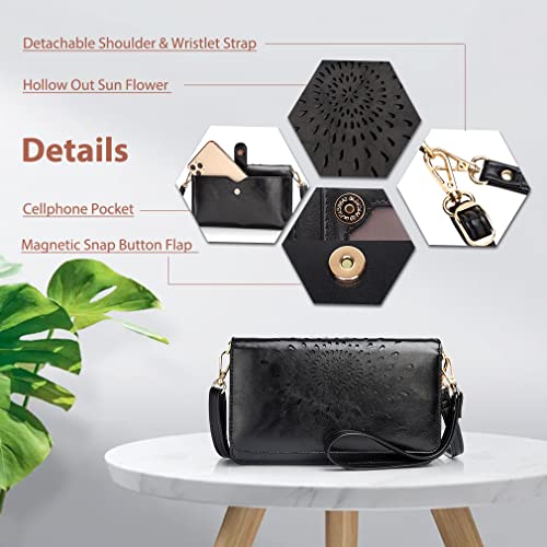APHISON Multi-Function Small Crossbody Bags For Women,Cell Phone Shoulder Bag,Clutch Purse,RFID Wristlet Wallet,Card Holder Black - Image 5
