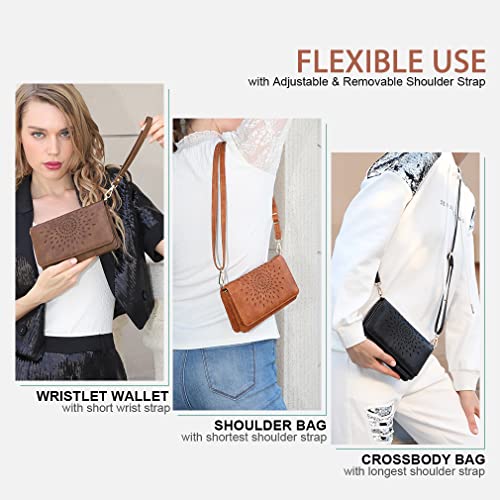 APHISON Multi-Function Small Crossbody Bags For Women,Cell Phone Shoulder Bag,Clutch Purse,RFID Wristlet Wallet,Card Holder Black - Image 2
