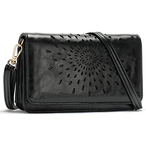APHISON Multi-Function Small Crossbody Bags For Women,Cell Phone Shoulder Bag,Clutch Purse,RFID Wristlet Wallet,Card Holder Black - Image 1
