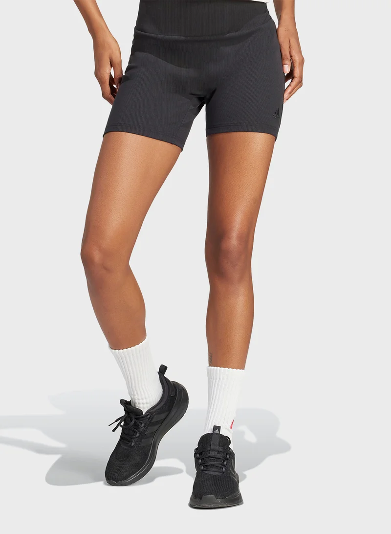 اديداس Lounge Ribbed High Waisted Bike Shorts