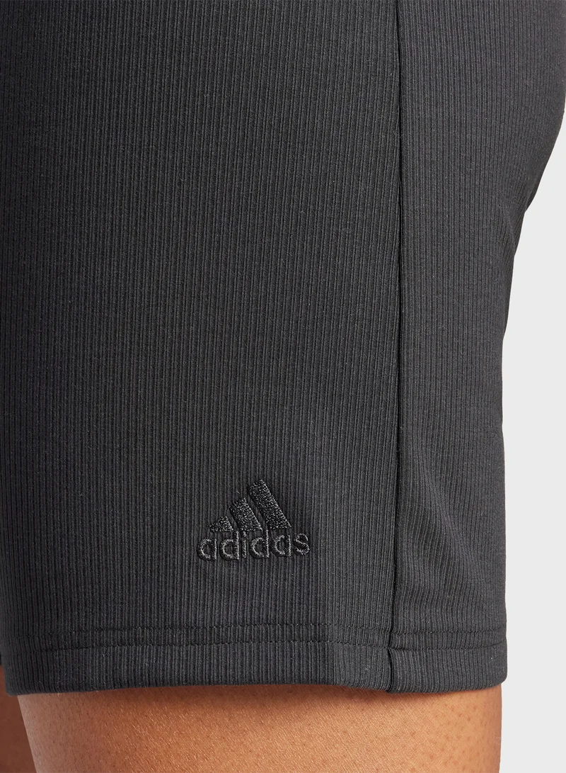 اديداس Lounge Ribbed High Waisted Bike Shorts