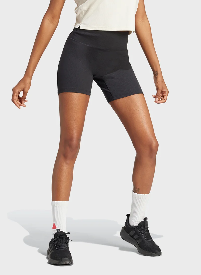 اديداس Lounge Ribbed High Waisted Bike Shorts