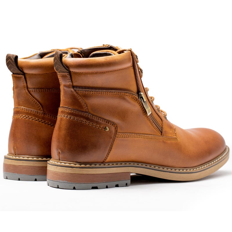 Arkbird Mens Casual Boots Genuine Leather Motorcycle Combat Chukka Zipper Ankle Dress Boot for Men - Image 5