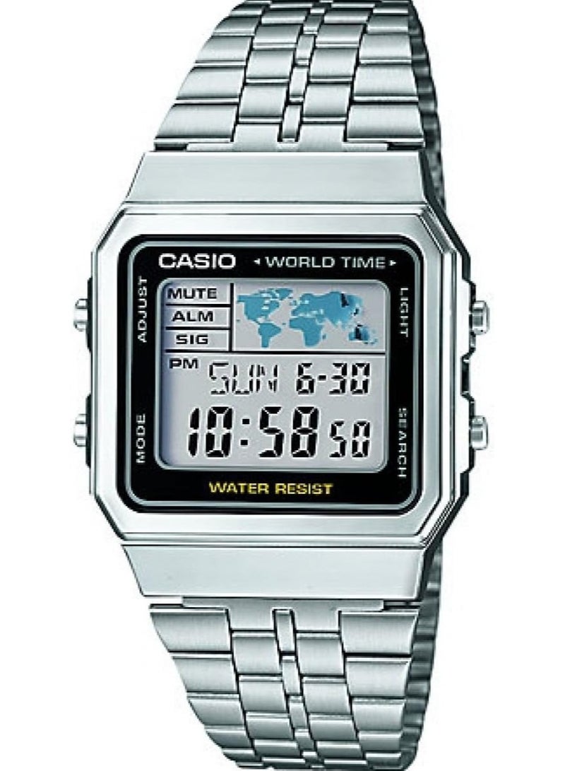 CASIO A500WA-1DF Men's Digital Electronic Watch, 39mm, Silver - Image 1