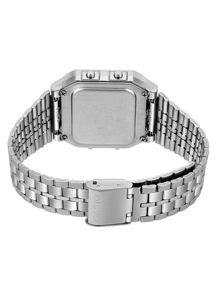 CASIO A500WA-1DF Men's Digital Electronic Watch, 39mm, Silver - Image 2