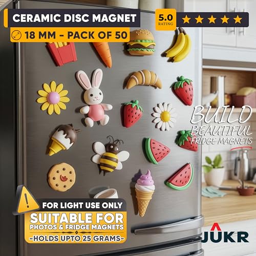 JUKR Small Round Disc Decorative Fridge Refrigerators Magnets Set for Art Crafts Decoration Work, Notice Boards, Home Improvement, DIY School College Projects (18 mm Diameter, 3 mm Thick, Pack of 50) - Image 5
