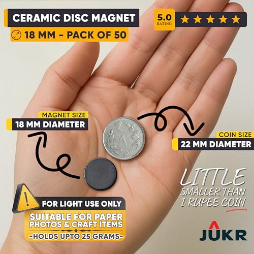 JUKR Small Round Disc Decorative Fridge Refrigerators Magnets Set for Art Crafts Decoration Work, Notice Boards, Home Improvement, DIY School College Projects (18 mm Diameter, 3 mm Thick, Pack of 50) - Image 2