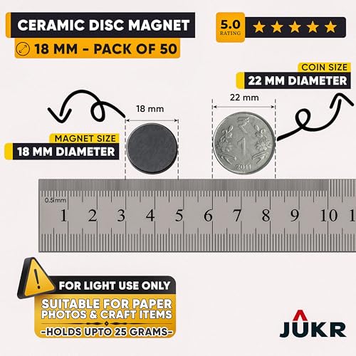 JUKR Small Round Disc Decorative Fridge Refrigerators Magnets Set for Art Crafts Decoration Work, Notice Boards, Home Improvement, DIY School College Projects (18 mm Diameter, 3 mm Thick, Pack of 50) - Image 4