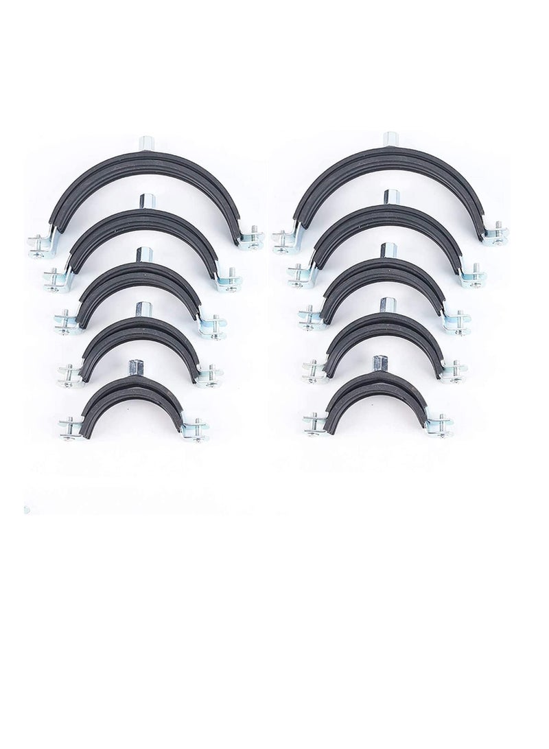 Heavy Duty Adjustable Two-screw Pipe Galvanized Iron (GI) Clamp with Rubber Lined or Unlined for Wall Ceiling Mount Pipe Supports, Split Ring Hanger (3 Inch, Pack of 10)  - Image 1