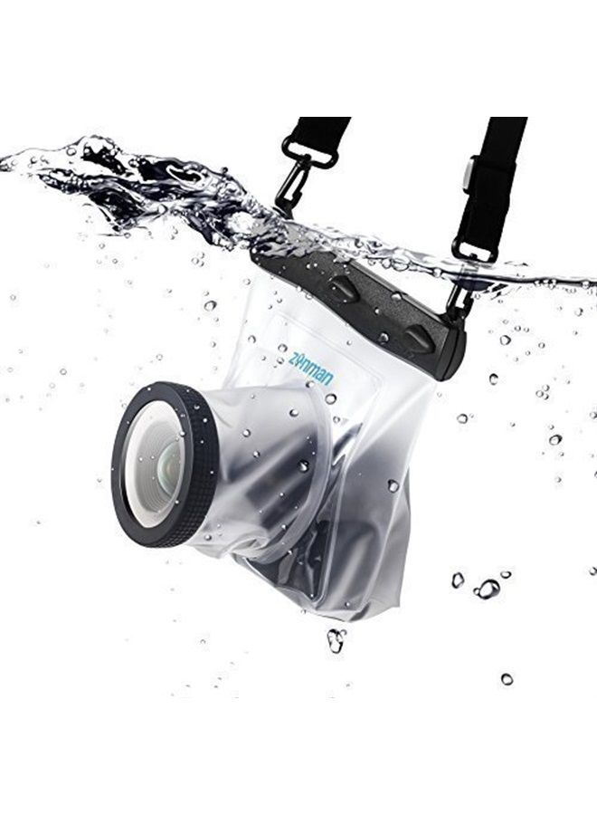 Zonman DSLR Camera Univeral Waterproof Underwater Housing Case Pouch Bag for Canon Nikon Sony Pentax Brand Digital SLR Cameras (Transparent)