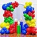 YMSZ Red Blue Green Yellow Balloons 136pcs Colorful Latex Balloons with Different Size for Birthday Carnival Circus Baby Shower Party Decorations - Image 2