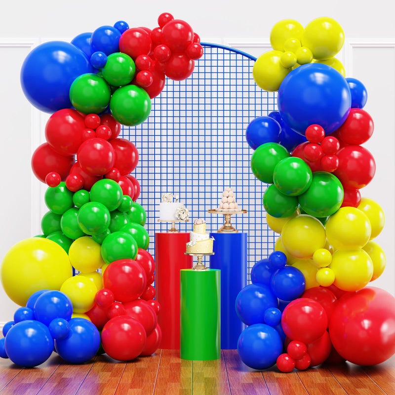 YMSZ Red Blue Green Yellow Balloons 136pcs Colorful Latex Balloons with Different Size for Birthday Carnival Circus Baby Shower Party Decorations - Image 3