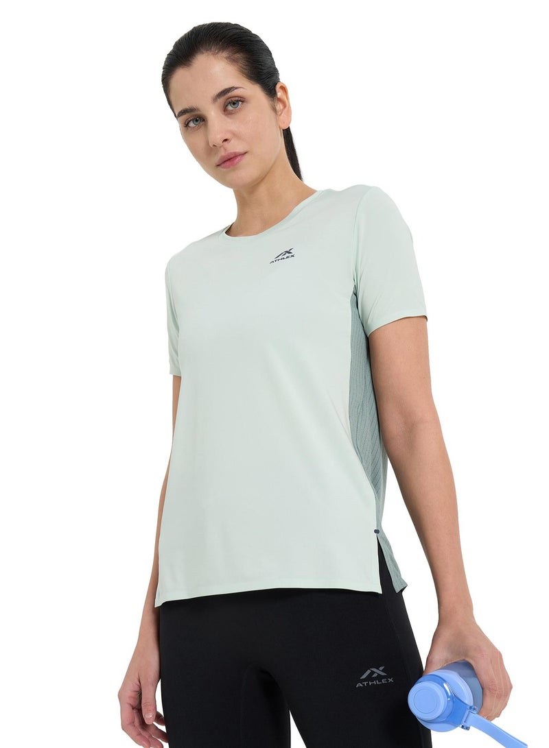 Athlex Women's Running T-shirt Pulse+ Green, Athlex, ATDRY Moisture-Wicking, Reflective Print, Taped Seams for Comfort, Lightweight and Stylish for Training - Image 1