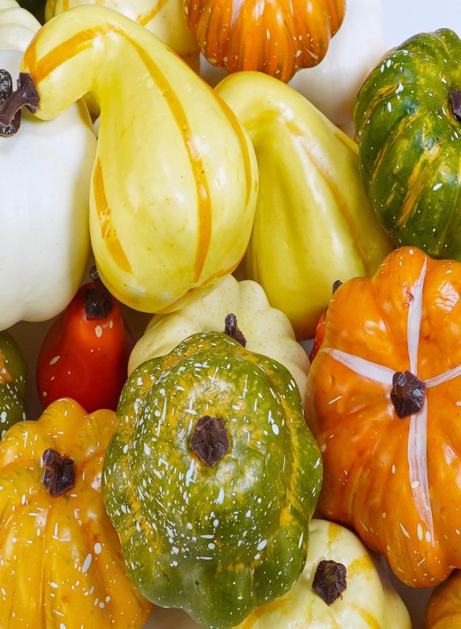 Winlyn 30 Pcs Assorted Rustic Harvest Artificial Pumpkins Gourds Squashes Decorative Fall Pumpkins Fake Foam Pumpkins Autumn Party Thanksgiving Halloween Table Centerpiece Wreath Mantle Bowl Filler - Image 3