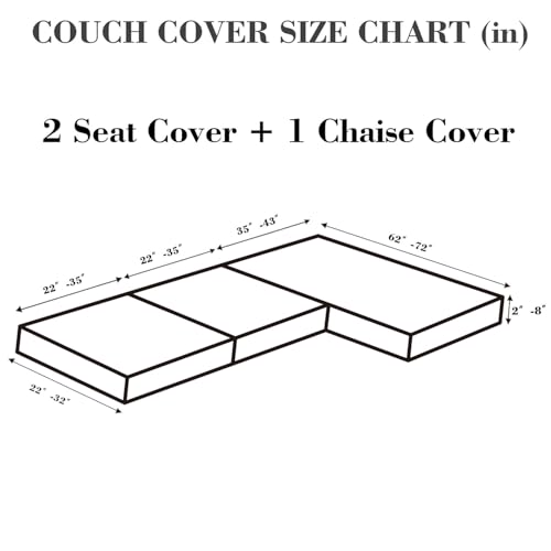 Disayu Sofa Covers Couch Covers for Sofa Pet Friendly Couch Cushion Covers Universal Sofa Covers Washable Stretch Slipcovers for Sectional Sofa Texture Gray 2 Seats Chaise Cover - Image 3