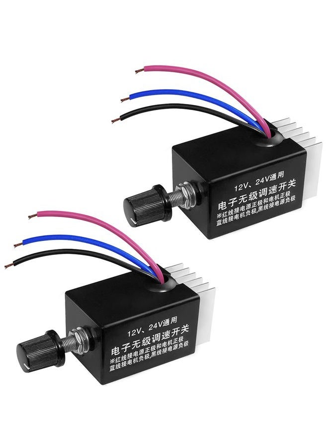 mxuteuk 2PCS 12V/24V DC Motor Speed Controller Switch Universal Electronic Stepless Speed Regulator Switch for Car Truck Fan Heater Control M-H-002 - Image 1