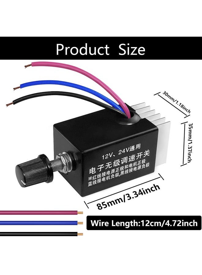 mxuteuk 2PCS 12V/24V DC Motor Speed Controller Switch Universal Electronic Stepless Speed Regulator Switch for Car Truck Fan Heater Control M-H-002 - Image 2