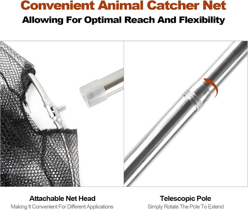 Smarkey Animal Catcher Net, Chicken Catching Net for Poultry Supplies, Extendable 72" Made of Stainless Steel Fishing net Catcher for Catching Small Duck, Geese, Bird, Bat, Chickens, cat, Poultry - Image 5