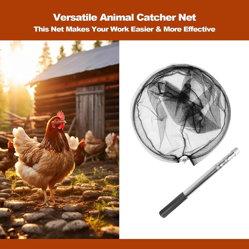 Smarkey Animal Catcher Net, Chicken Catching Net for Poultry Supplies, Extendable 72" Made of Stainless Steel Fishing net Catcher for Catching Small Duck, Geese, Bird, Bat, Chickens, cat, Poultry - Image 3