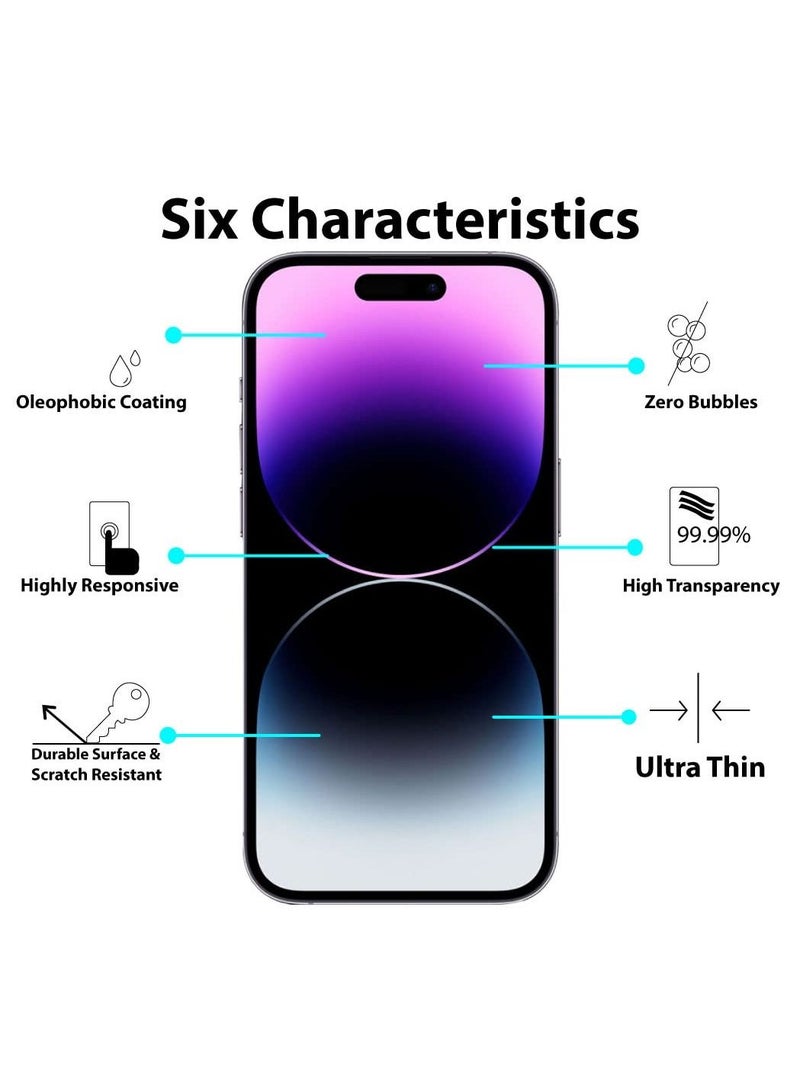 BORTONY Screen Protector Compatible for iPhone 14/14 Pro/13/13 Pro [6.1 Inch] Full Coverage 9D Tempered Glass Film For iPhone 14 Pro Clear/Black - Image 2